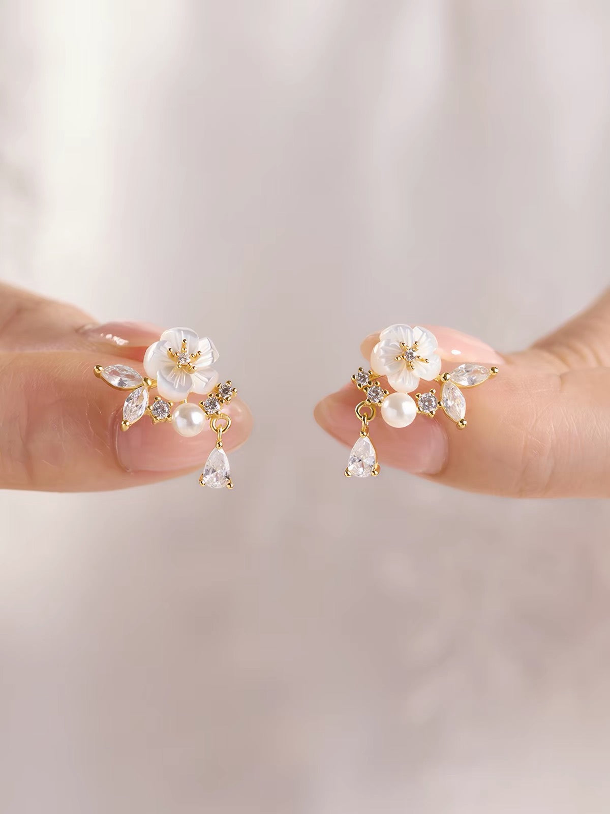 Colette Pearl Camellia Stud Earrings