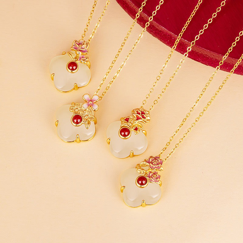 Twelve Flower Goddesses Jade & Agate Necklace