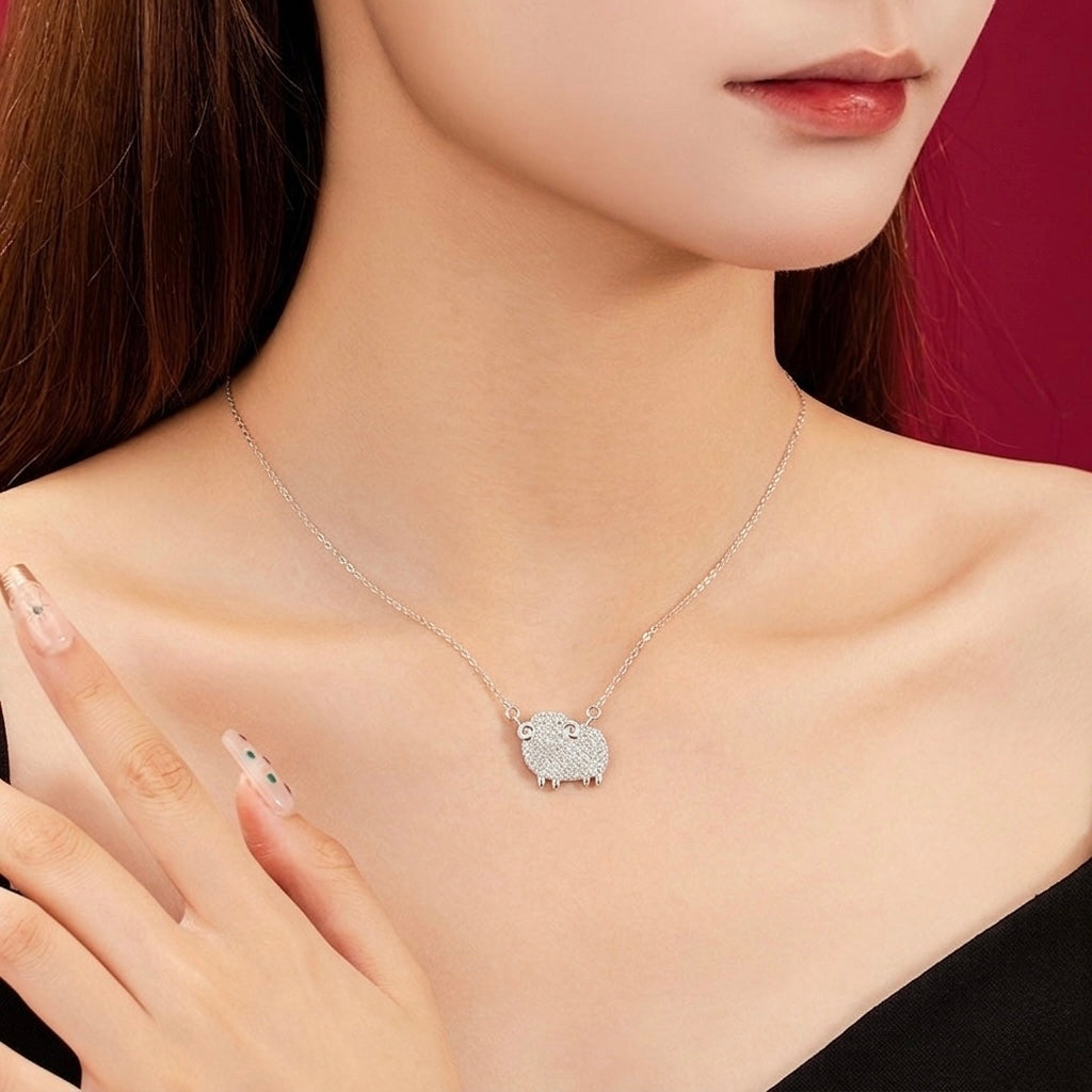 Fire Goat 2027 Zodiac Pavé Zirconia Necklace