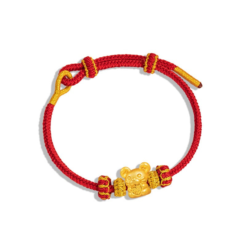 Fire Goat 2027 Zodiac Fortune Bead Red Cord Bracelet