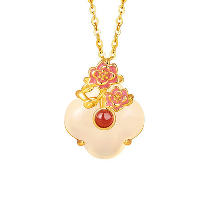 Twelve Flower Goddesses Jade & Agate Necklace