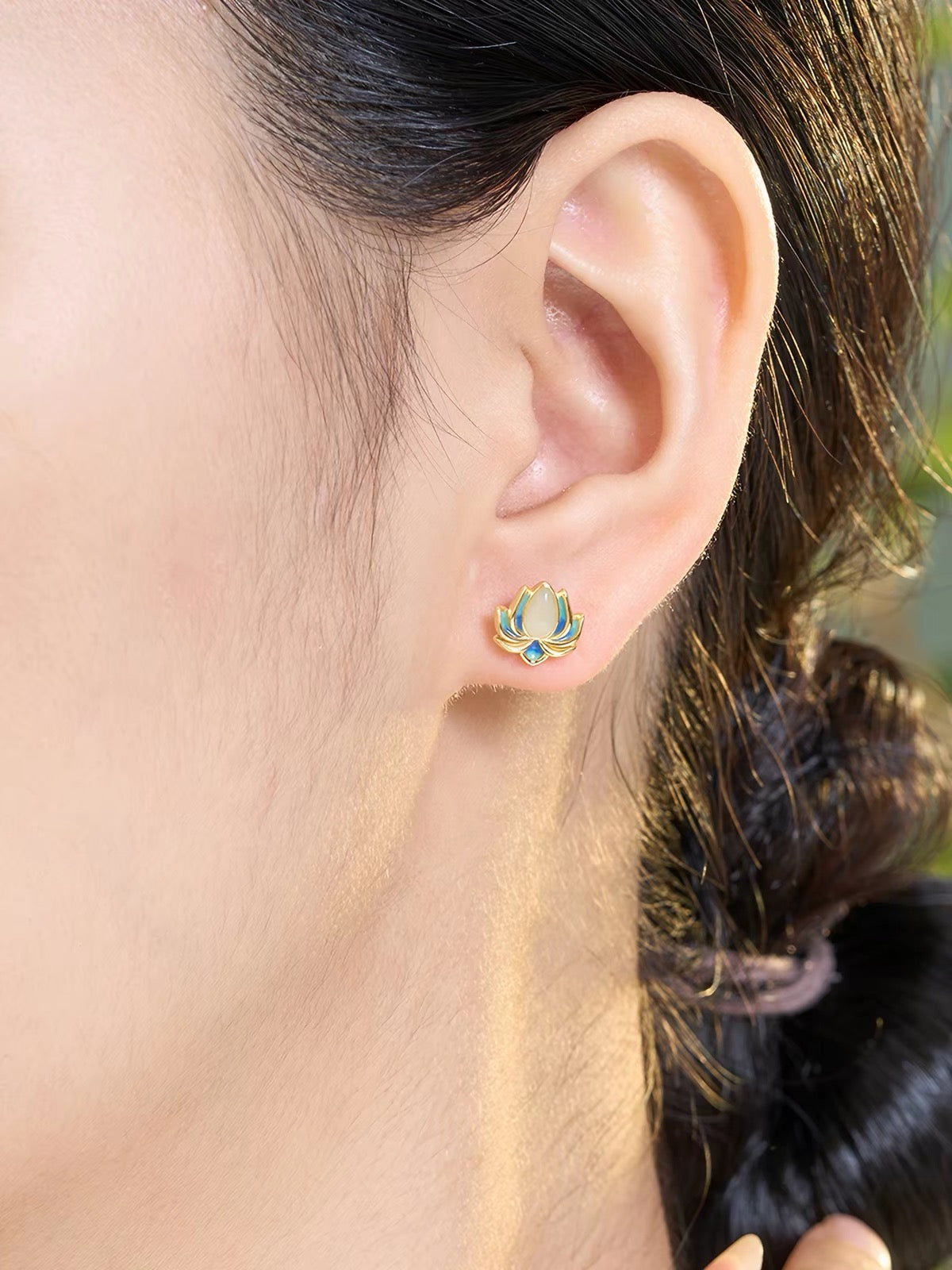 Nerida Jade Lotus Stud Earrings