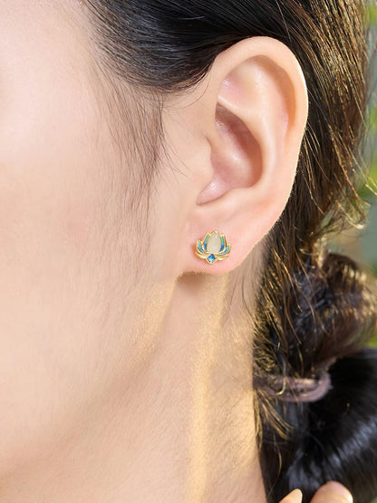 Nerida Jade Lotus Stud Earrings