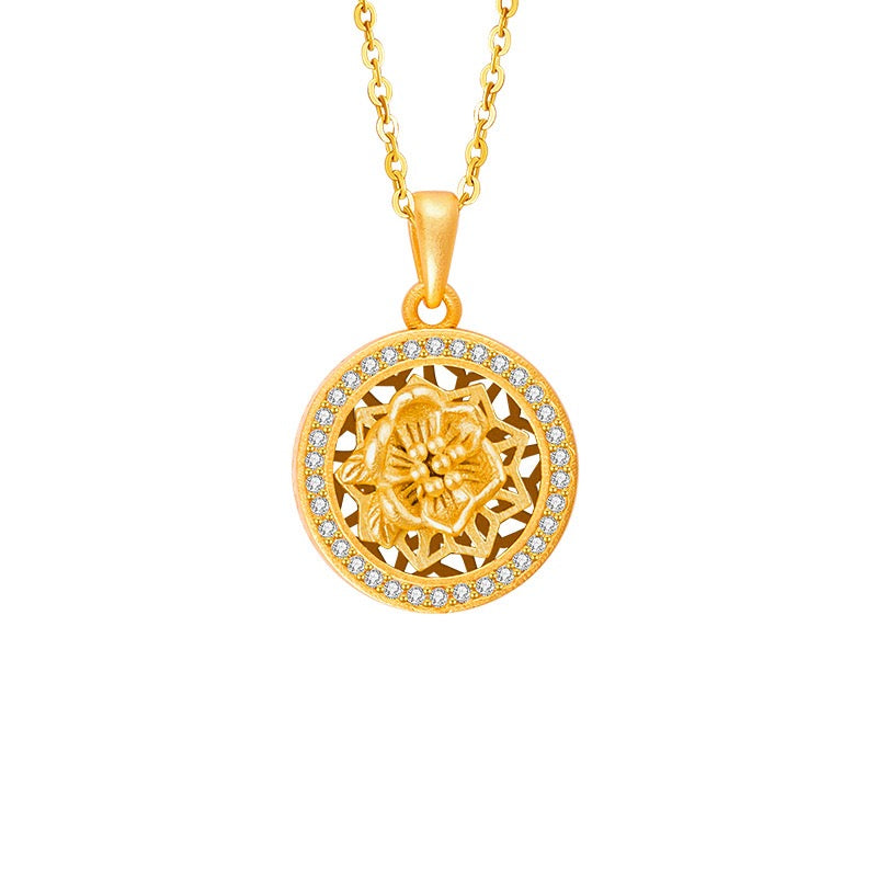 Twelve Flower Goddesses Spinning Medallion Necklace