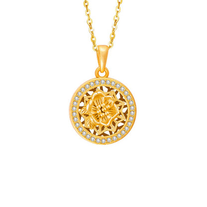 Twelve Flower Goddesses Spinning Medallion Necklace