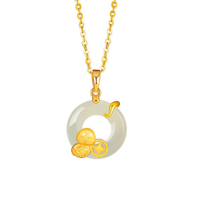 Fire Goat 2027 Jade Peace Buckle Zodiac Charm Necklace