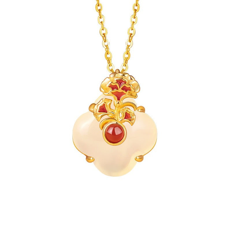 Twelve Flower Goddesses Jade & Agate Necklace