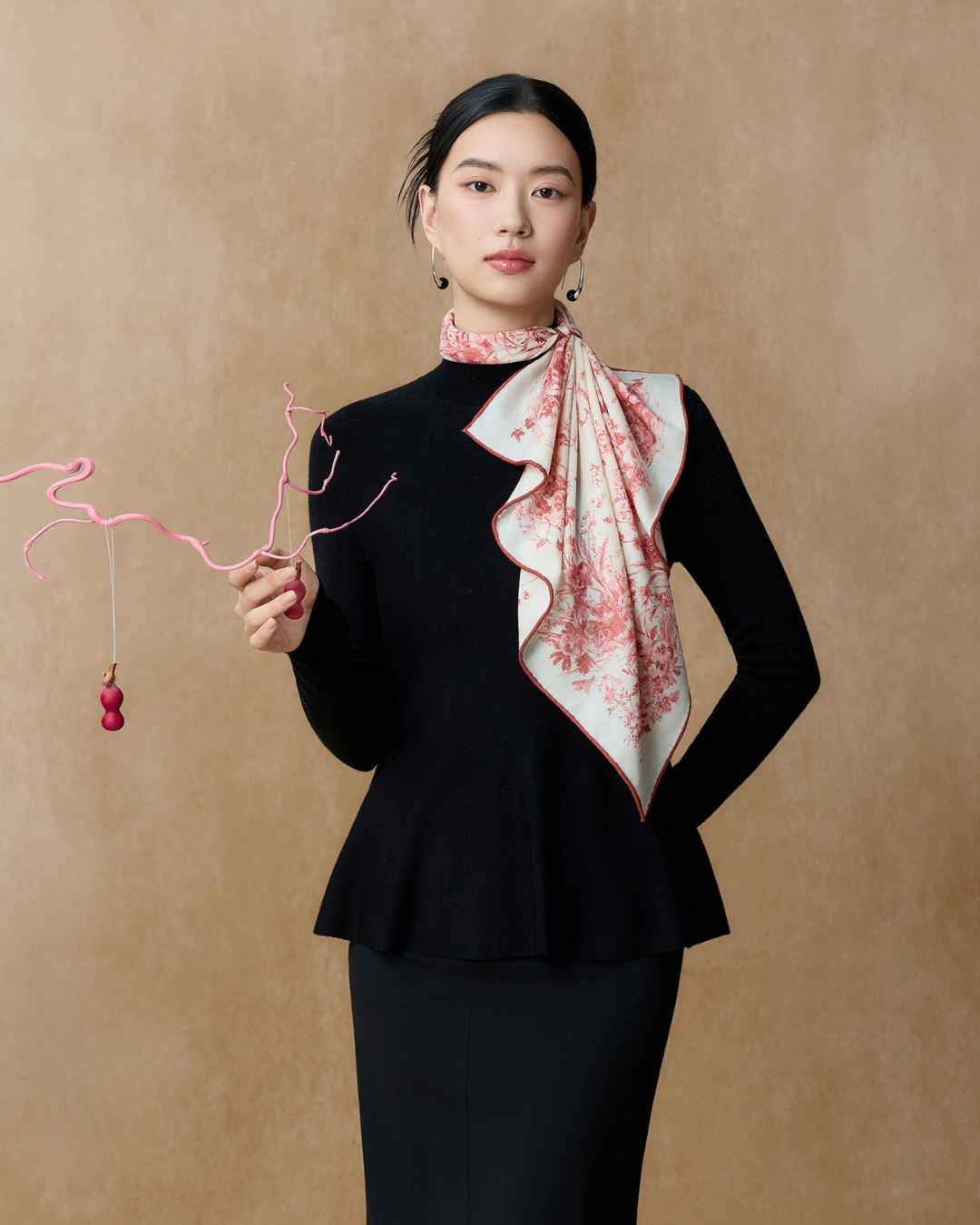 Birdsong Garden Double-Sided Printed Wool Square Scarf
