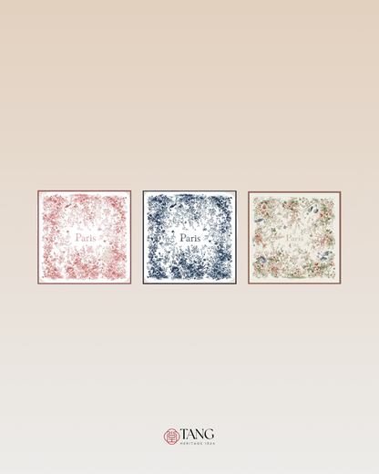 Birdsong Garden Double-Sided Printed Wool Square Scarf