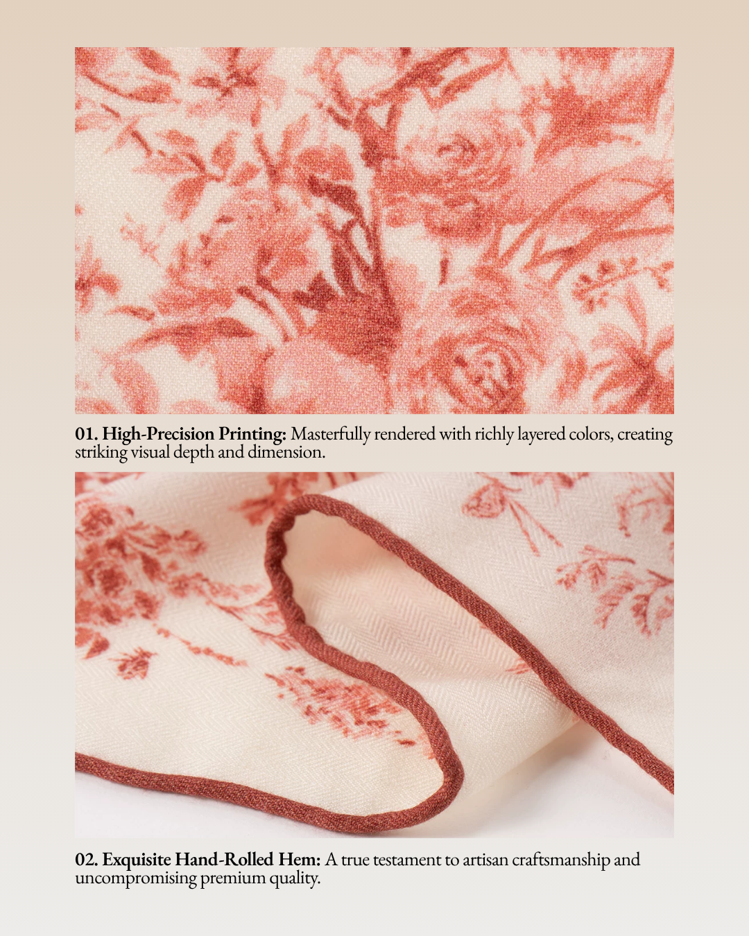 Birdsong Garden Double-Sided Printed Wool Square Scarf