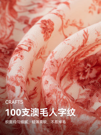 Birdsong Garden Double-Sided Printed Wool Square Scarf