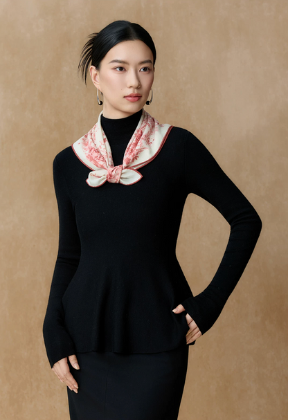 Birdsong Garden Double-Sided Printed Wool Square Scarf