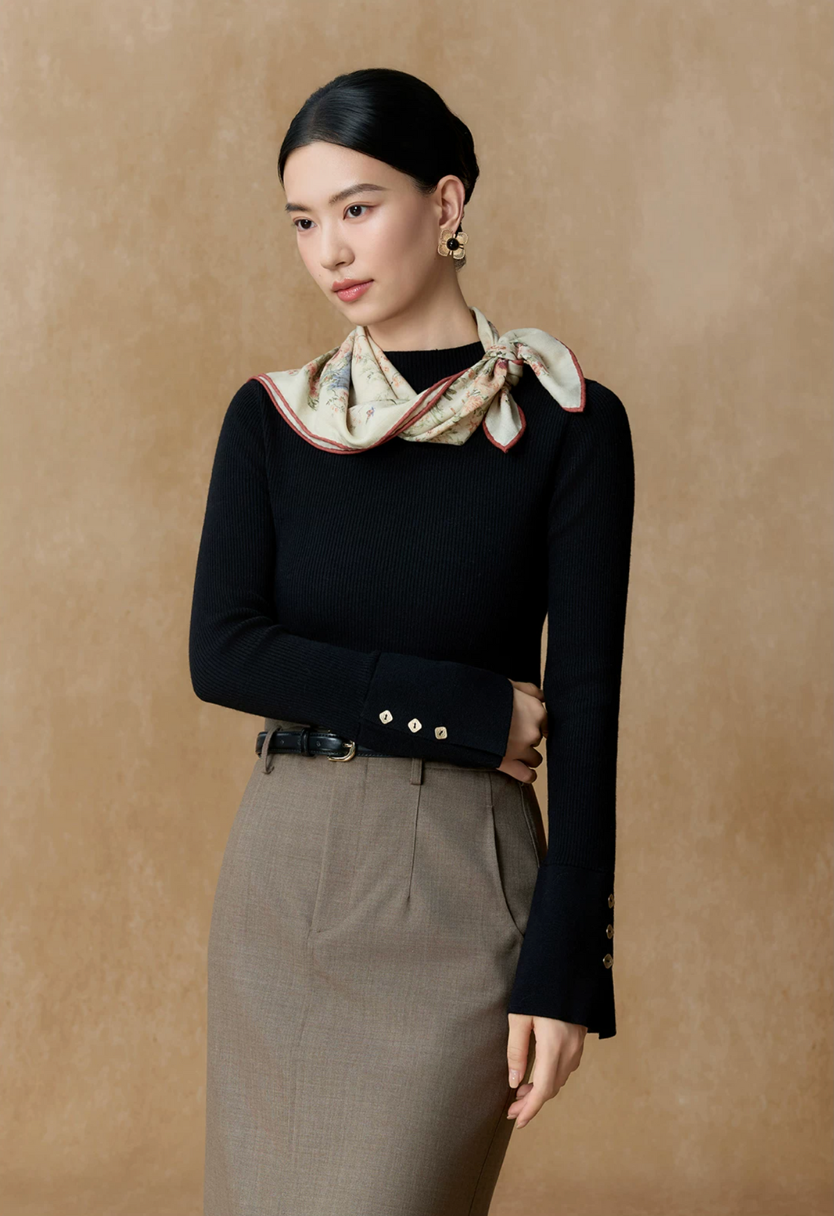 Birdsong Garden Double-Sided Printed Wool Square Scarf