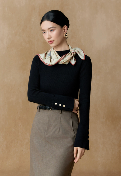 Birdsong Garden Double-Sided Printed Wool Square Scarf