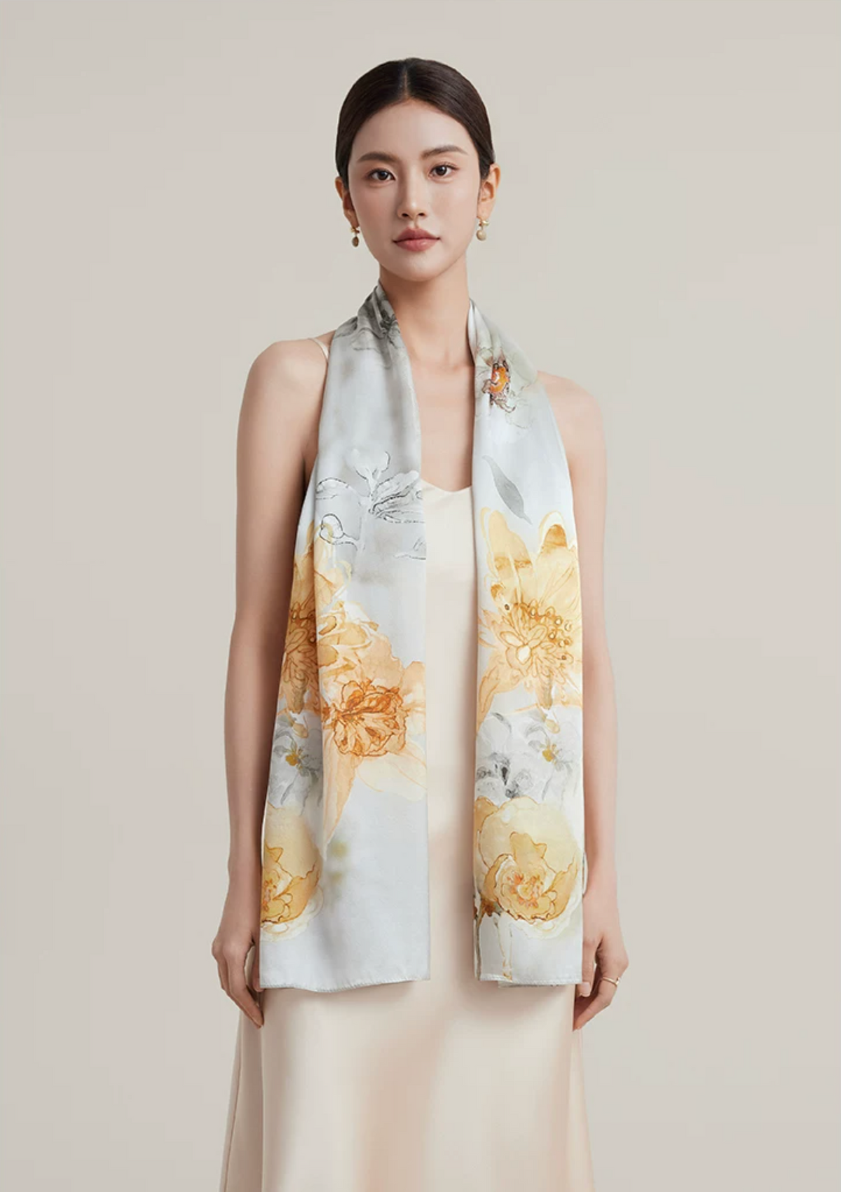 Blossom Array Printed Mulberry Silk Scarf