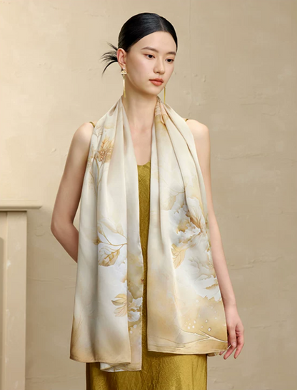 Blossom Array Printed Mulberry Silk Scarf