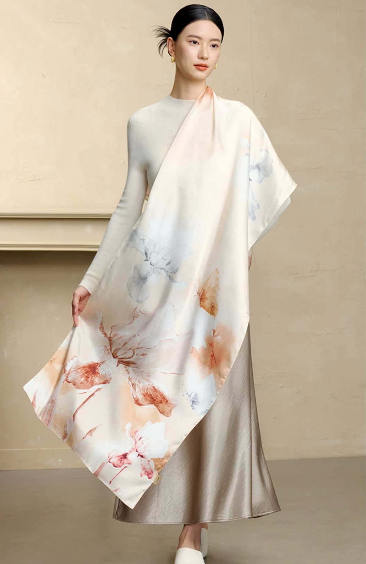 Blossom Array Printed Mulberry Silk Scarf