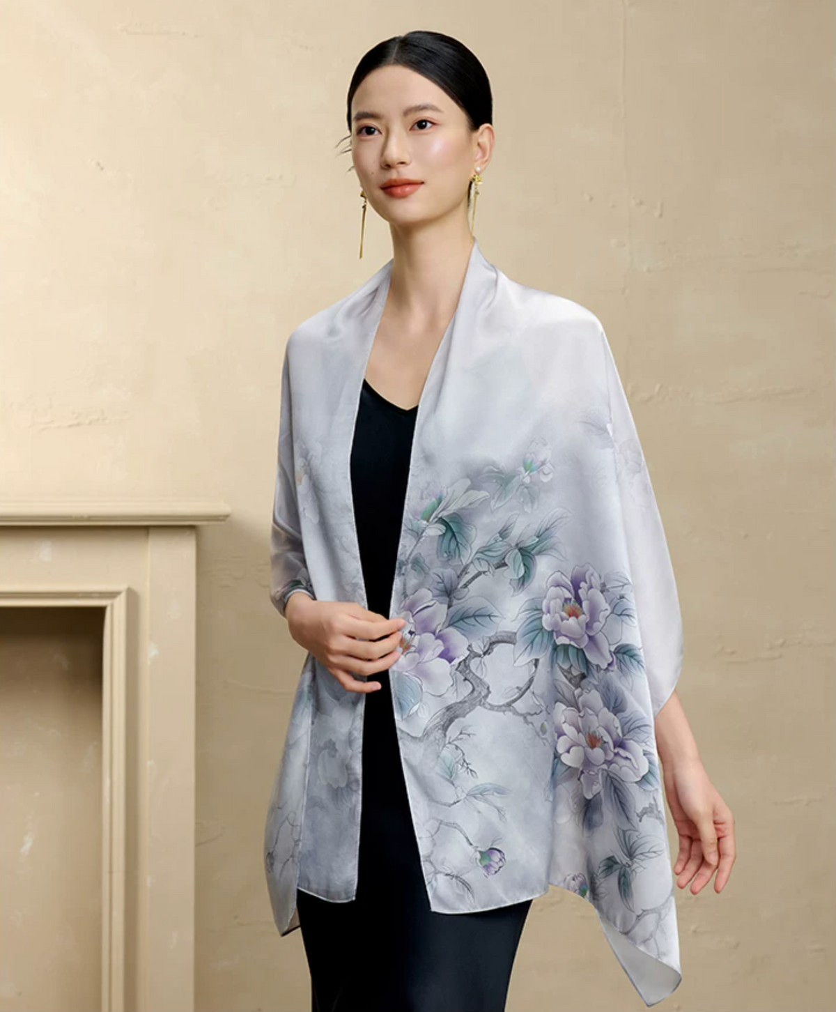 Blossom Array Printed Mulberry Silk Scarf