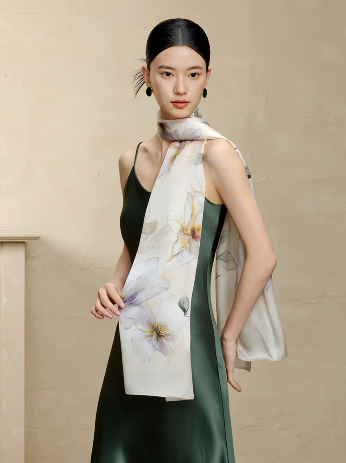 Blossom Array Printed Mulberry Silk Scarf