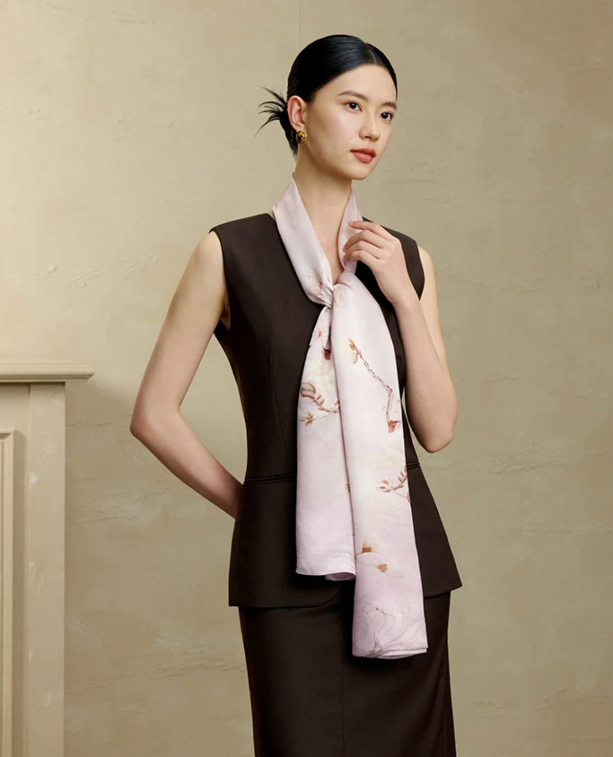 Blossom Array Printed Mulberry Silk Scarf
