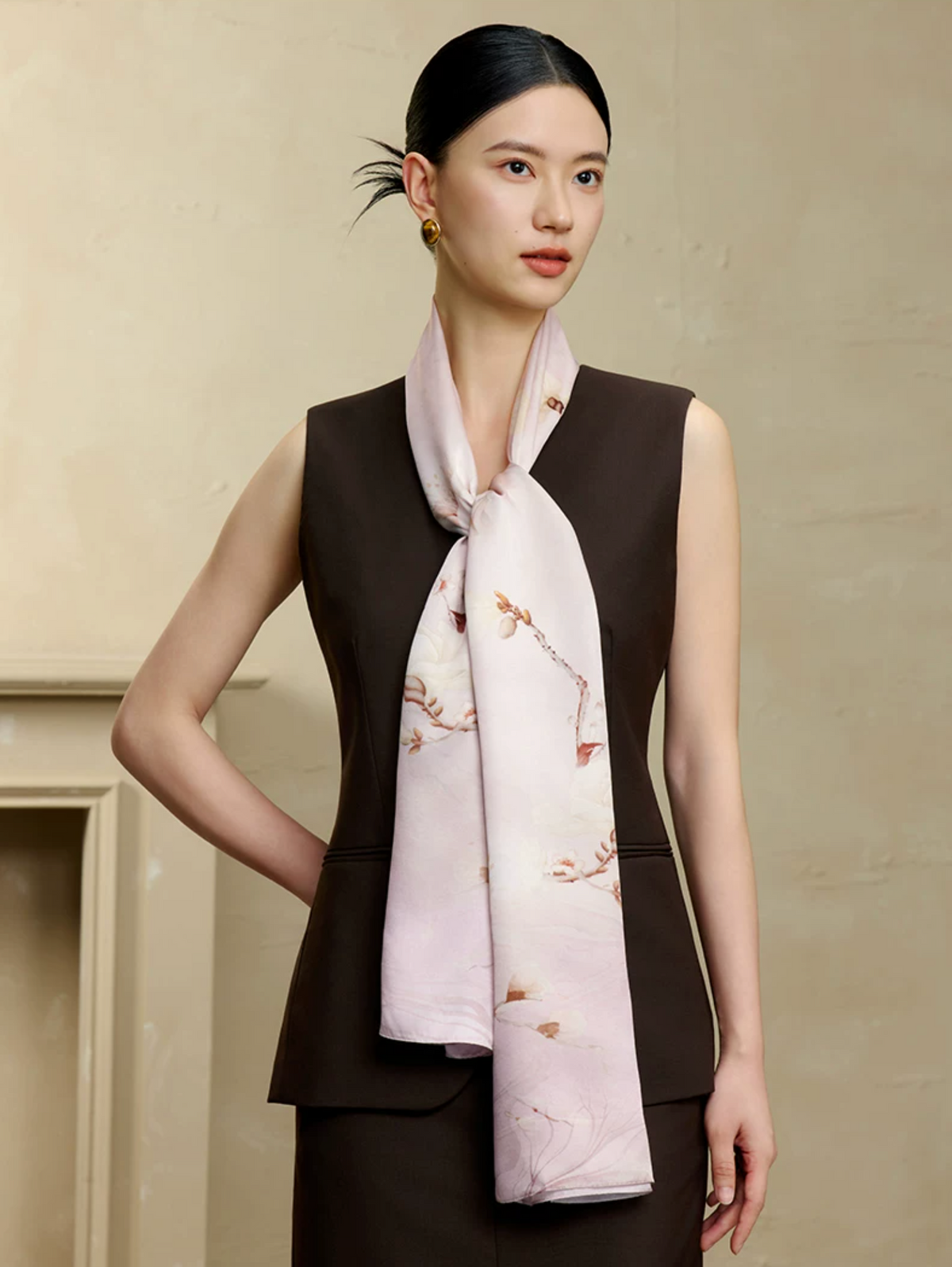 Blossom Array Printed Mulberry Silk Scarf