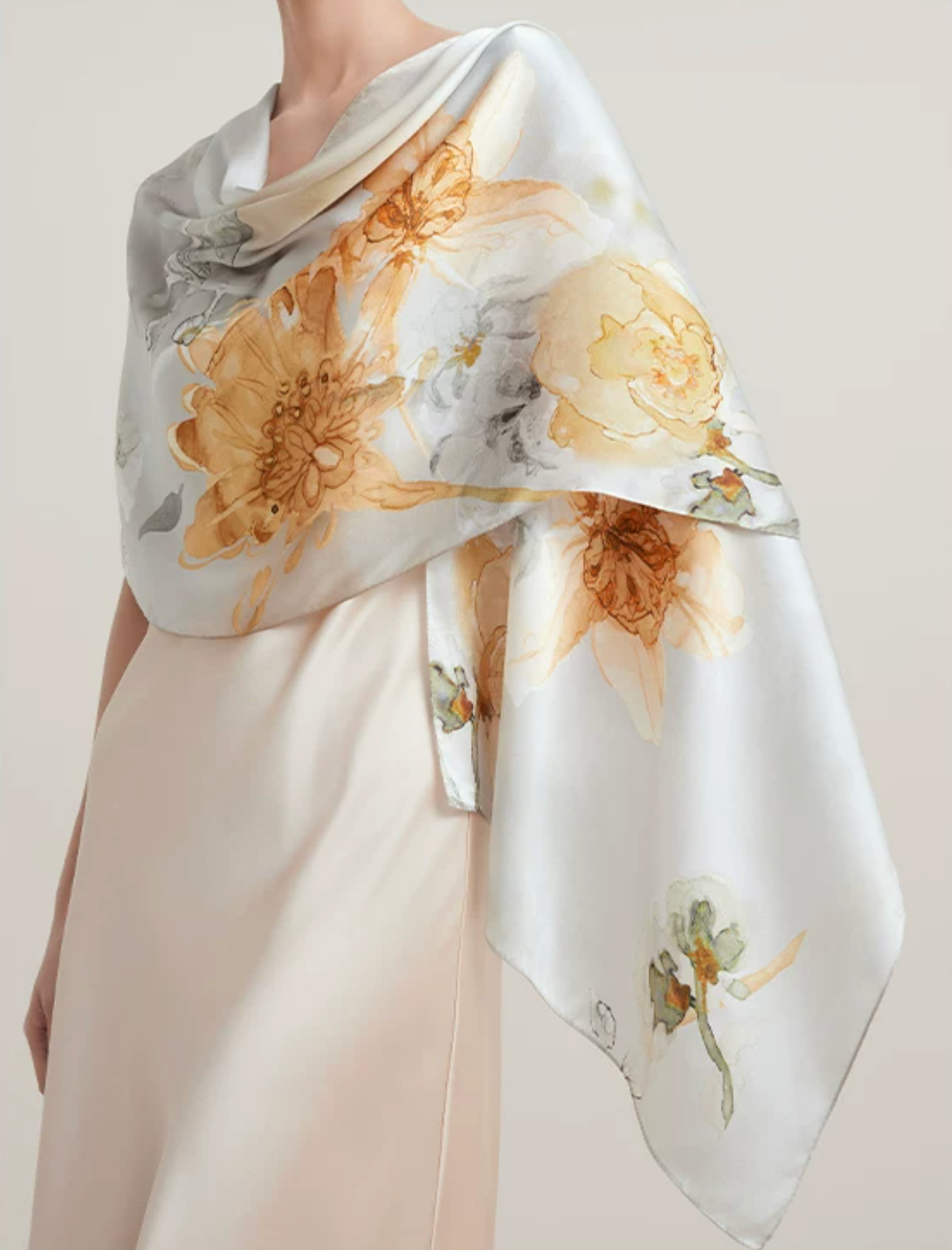 Blossom Array Printed Mulberry Silk Scarf