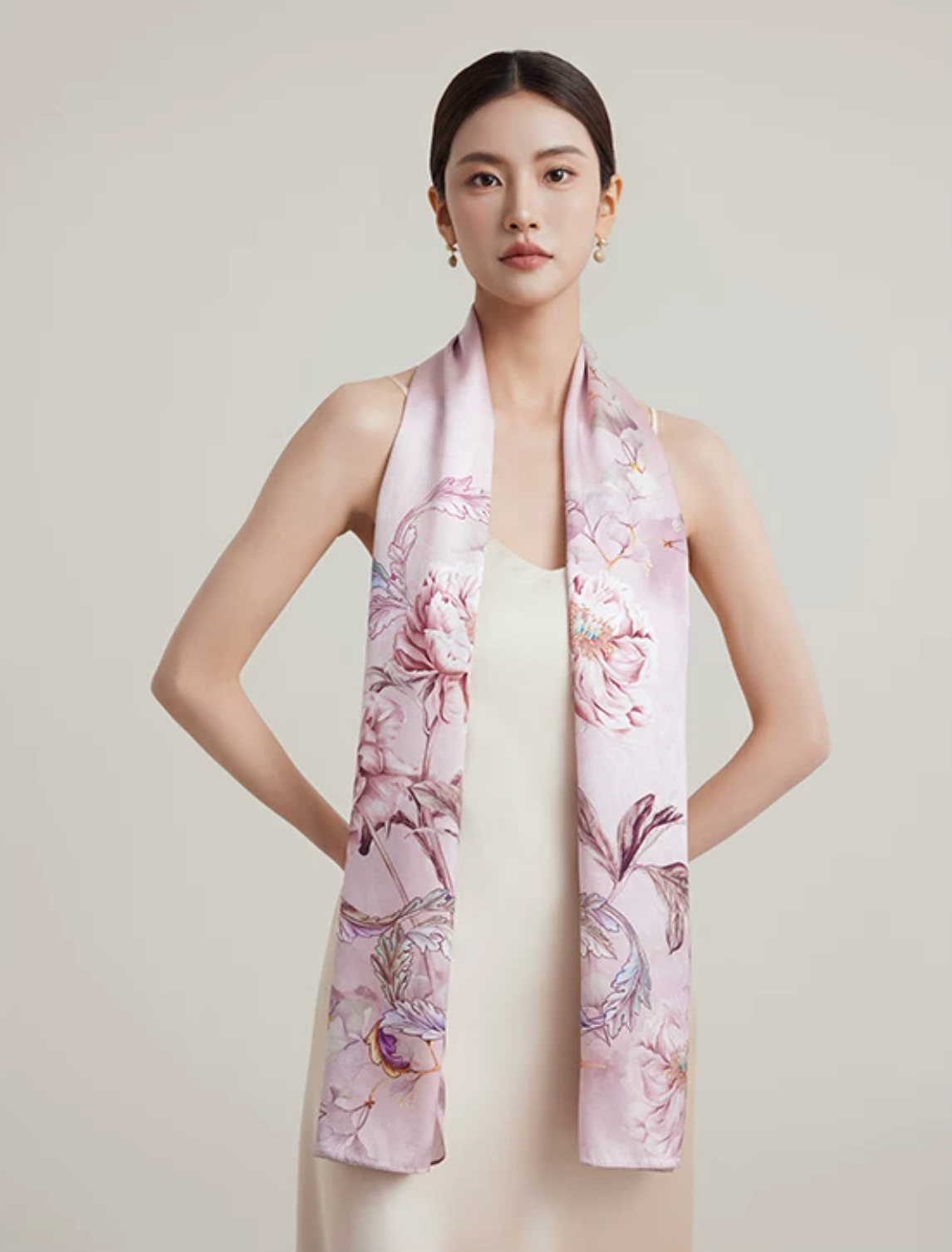 Blossom Array Printed Mulberry Silk Scarf