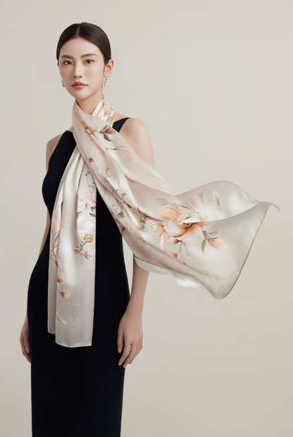Blossom Array Printed Mulberry Silk Scarf