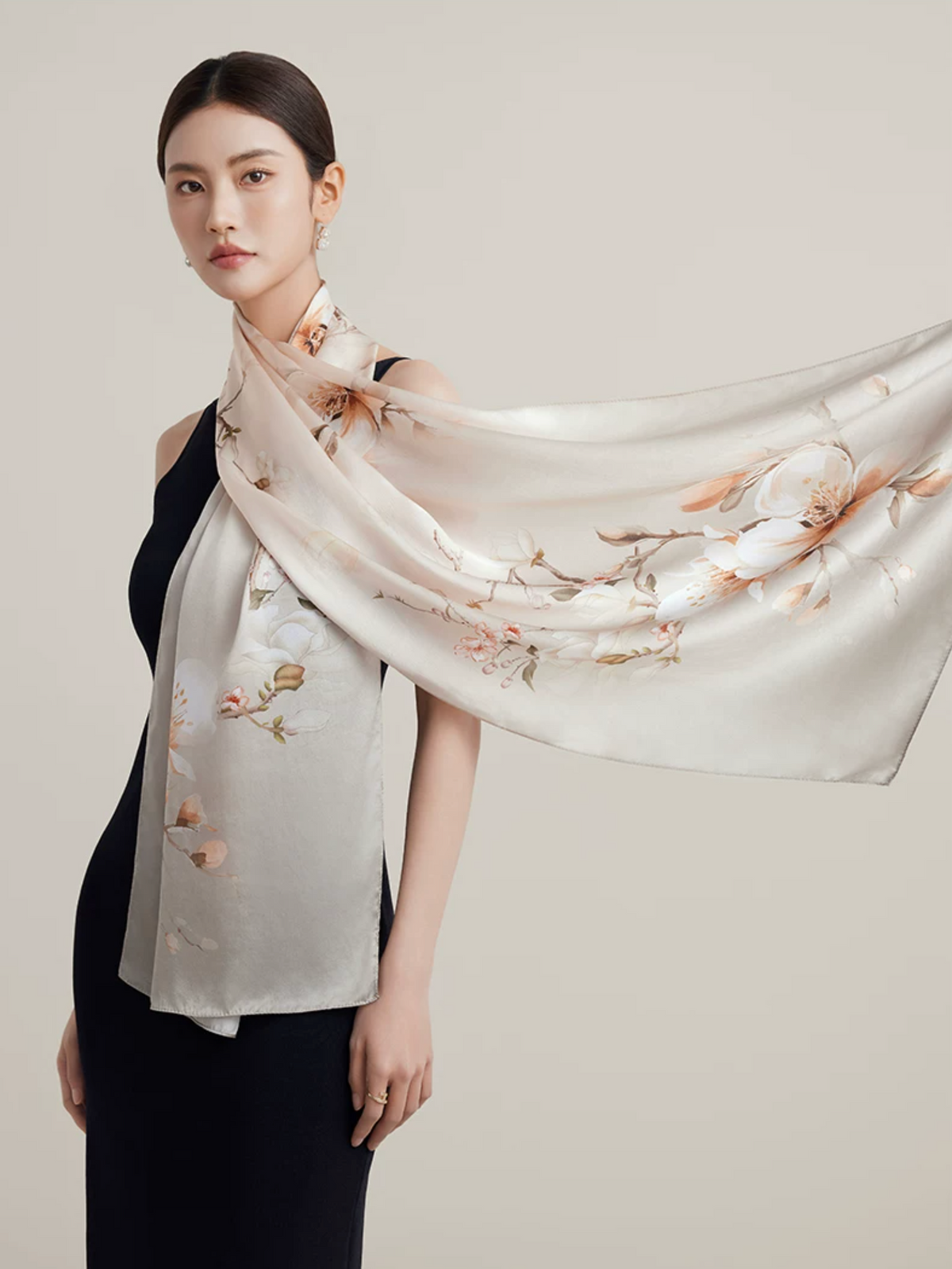 Blossom Array Printed Mulberry Silk Scarf
