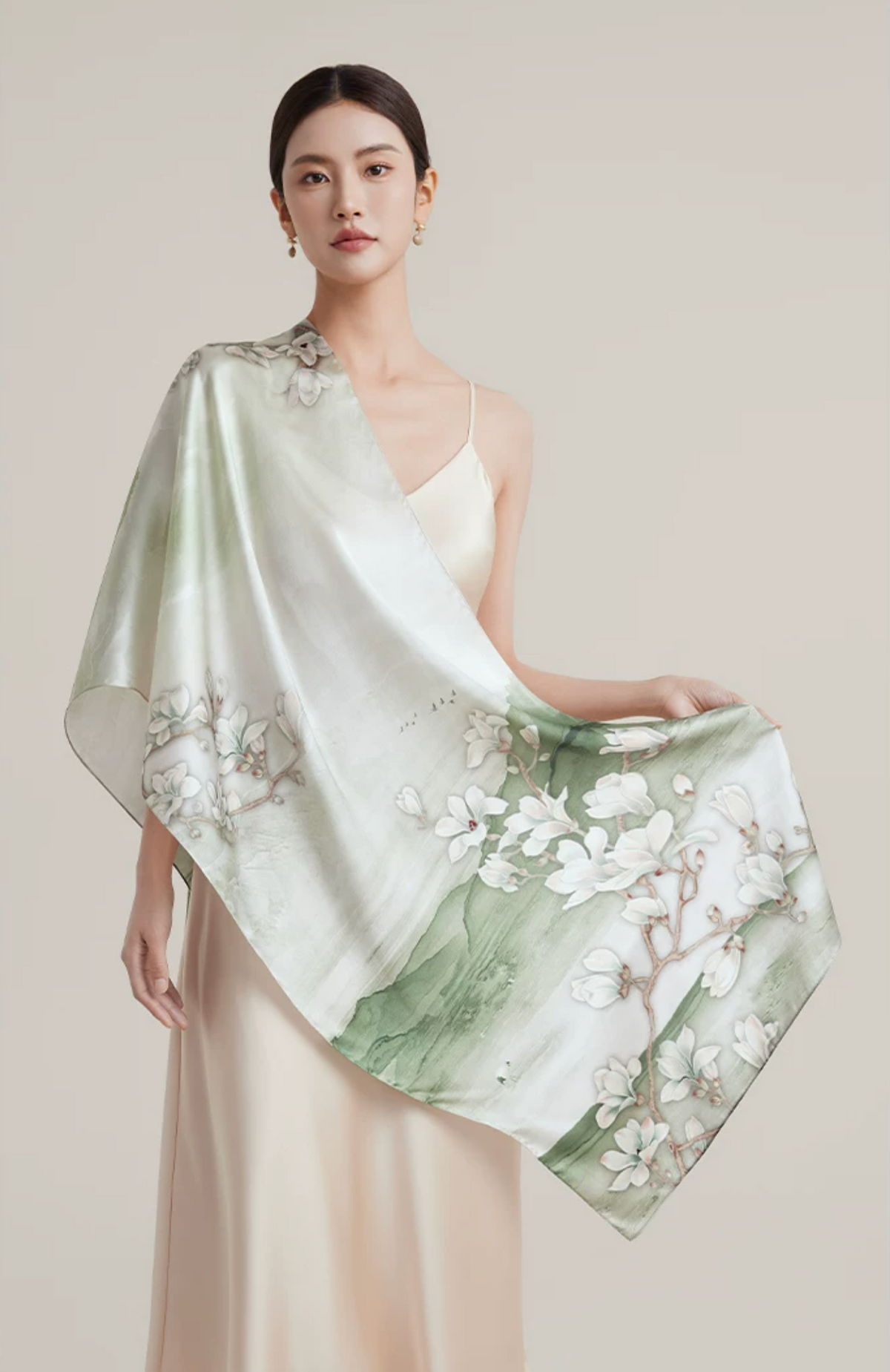 Blossom Array Printed Mulberry Silk Scarf