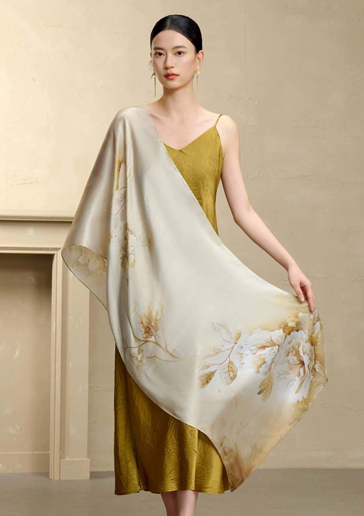 Blossom Array Printed Mulberry Silk Scarf
