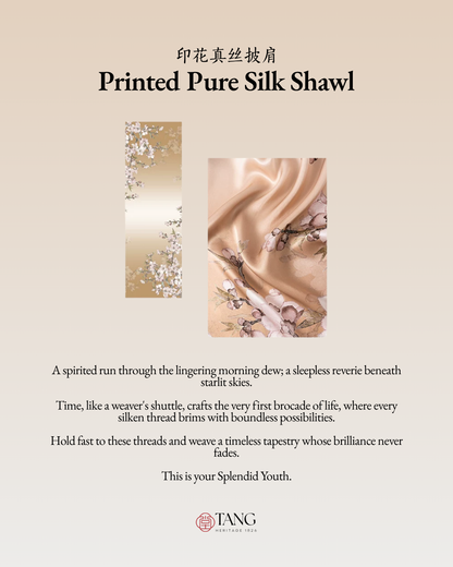 Blossoming Years Printed Mulberry Silk Shawl / Scarf