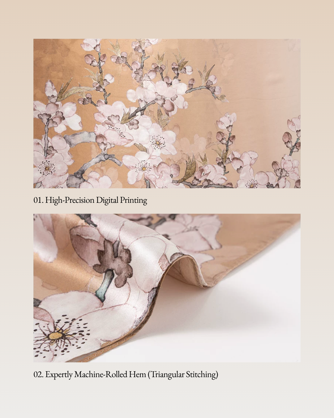 Blossoming Years Printed Mulberry Silk Shawl / Scarf