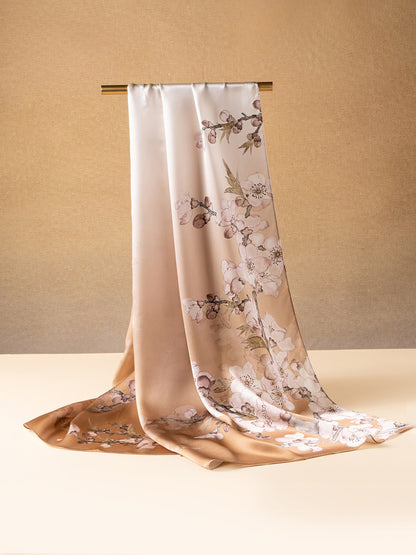 Blossoming Years Printed Mulberry Silk Shawl / Scarf