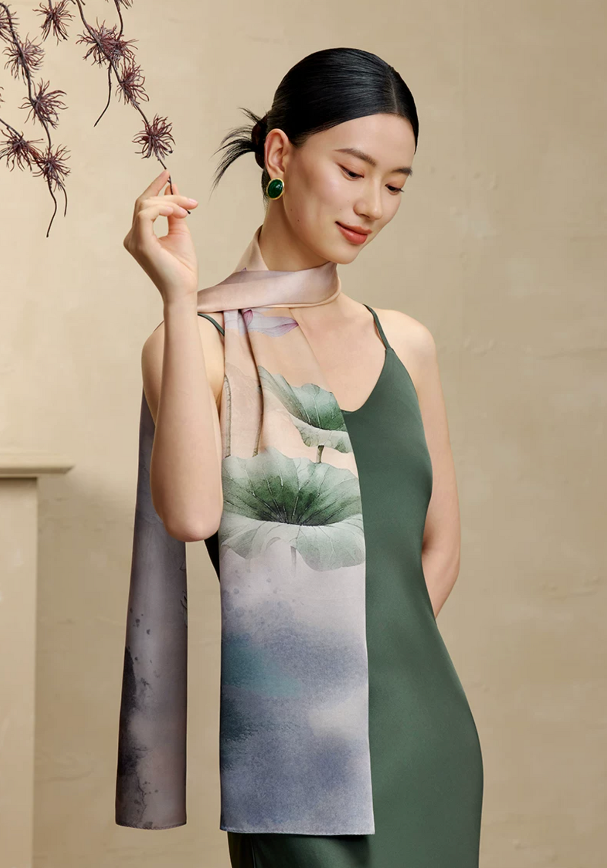 Blossoming Years Printed Mulberry Silk Shawl / Scarf