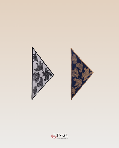 Botanical Shadows Wool Jacquard Triangle Scarf