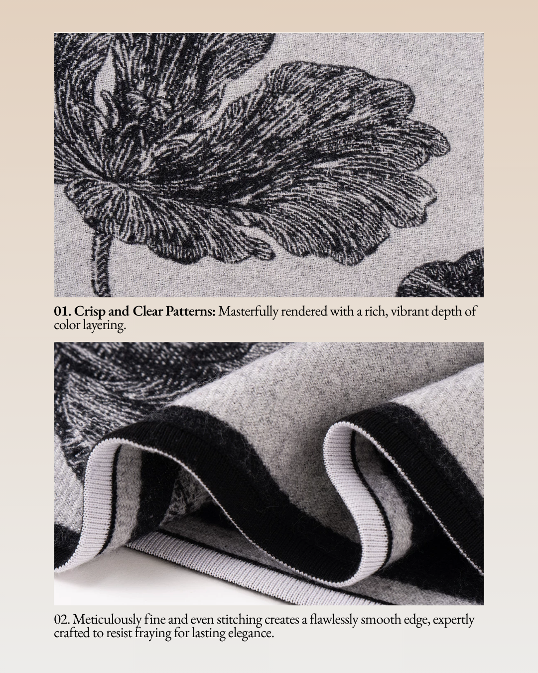 Botanical Shadows Wool Jacquard Triangle Scarf