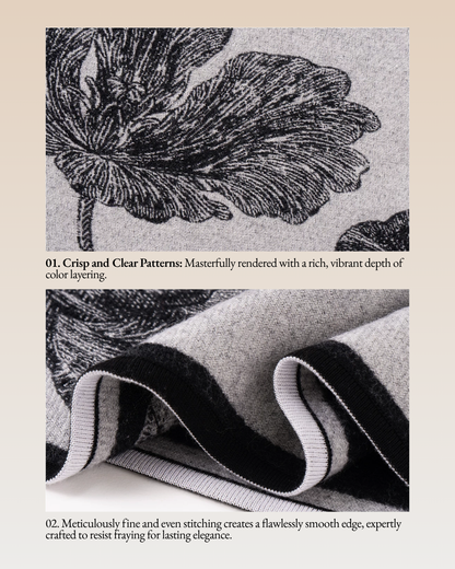 Botanical Shadows Wool Jacquard Triangle Scarf