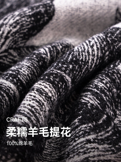Botanical Shadows Wool Jacquard Triangle Scarf