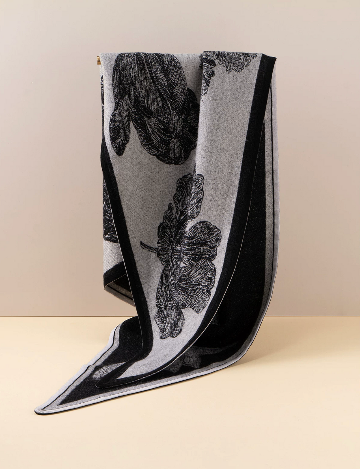 Botanical Shadows Wool Jacquard Triangle Scarf