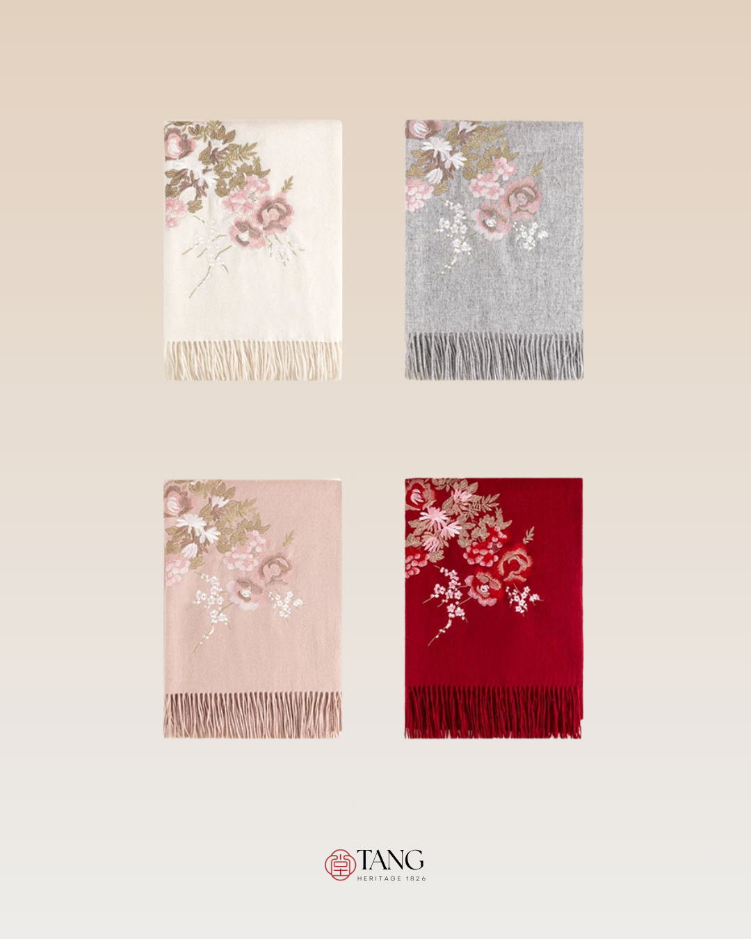 Brocade Splendour Embroidered Wool Scarf / Shawl