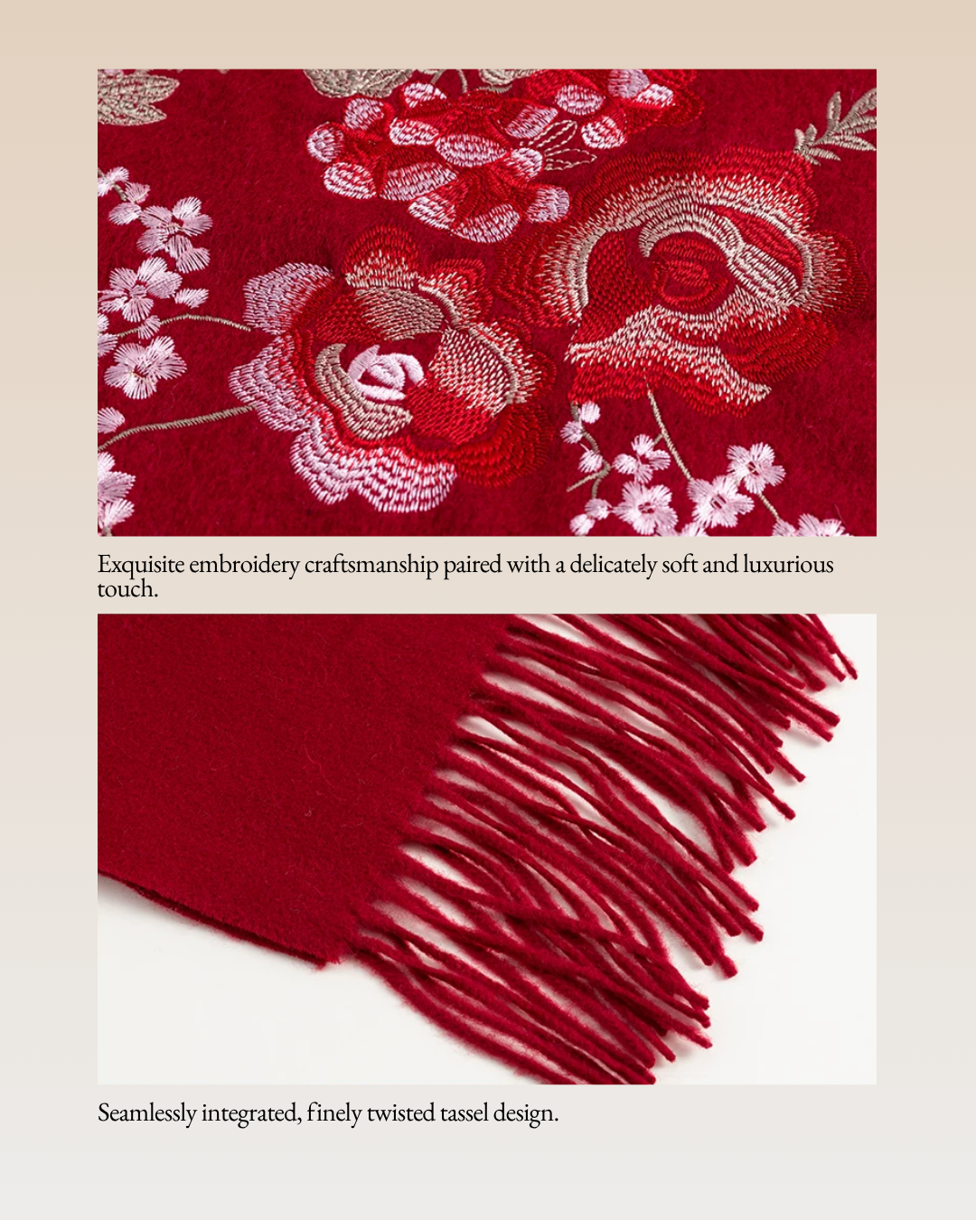 Brocade Splendour Embroidered Wool Scarf / Shawl