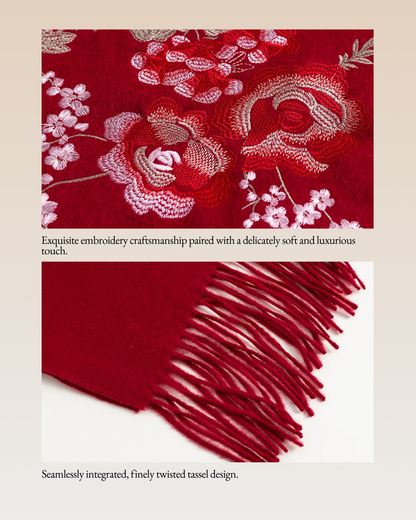 Brocade Splendour Embroidered Wool Scarf / Shawl