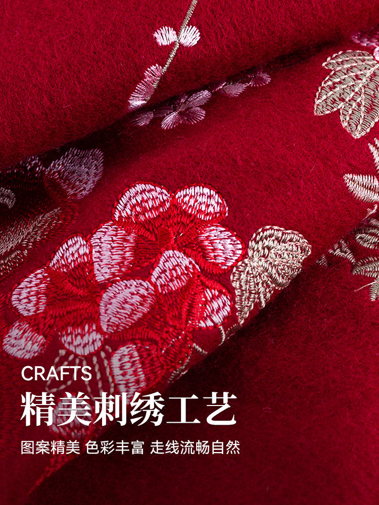 Brocade Splendour Embroidered Wool Scarf / Shawl