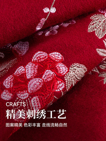 Brocade Splendour Embroidered Wool Scarf / Shawl