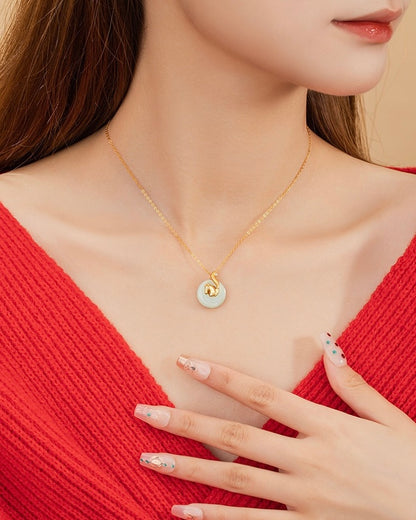 Fire Goat 2027 Jade Peace Buckle Necklace
