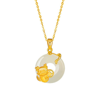 Fire Goat 2027 Jade Peace Buckle Zodiac Charm Necklace