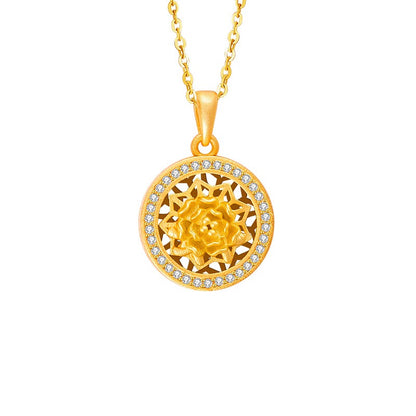Twelve Flower Goddesses Spinning Medallion Necklace