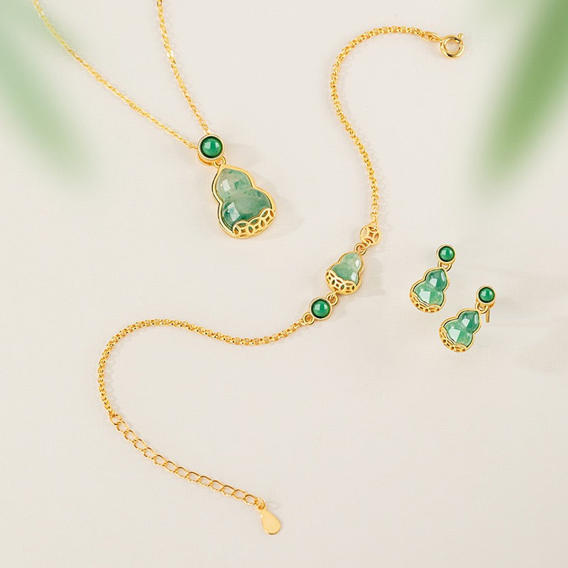 Mountain Mist African Jade Lucky Gourd Earrings