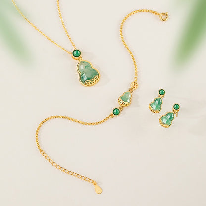 Mountain Mist African Jade Lucky Gourd Earrings